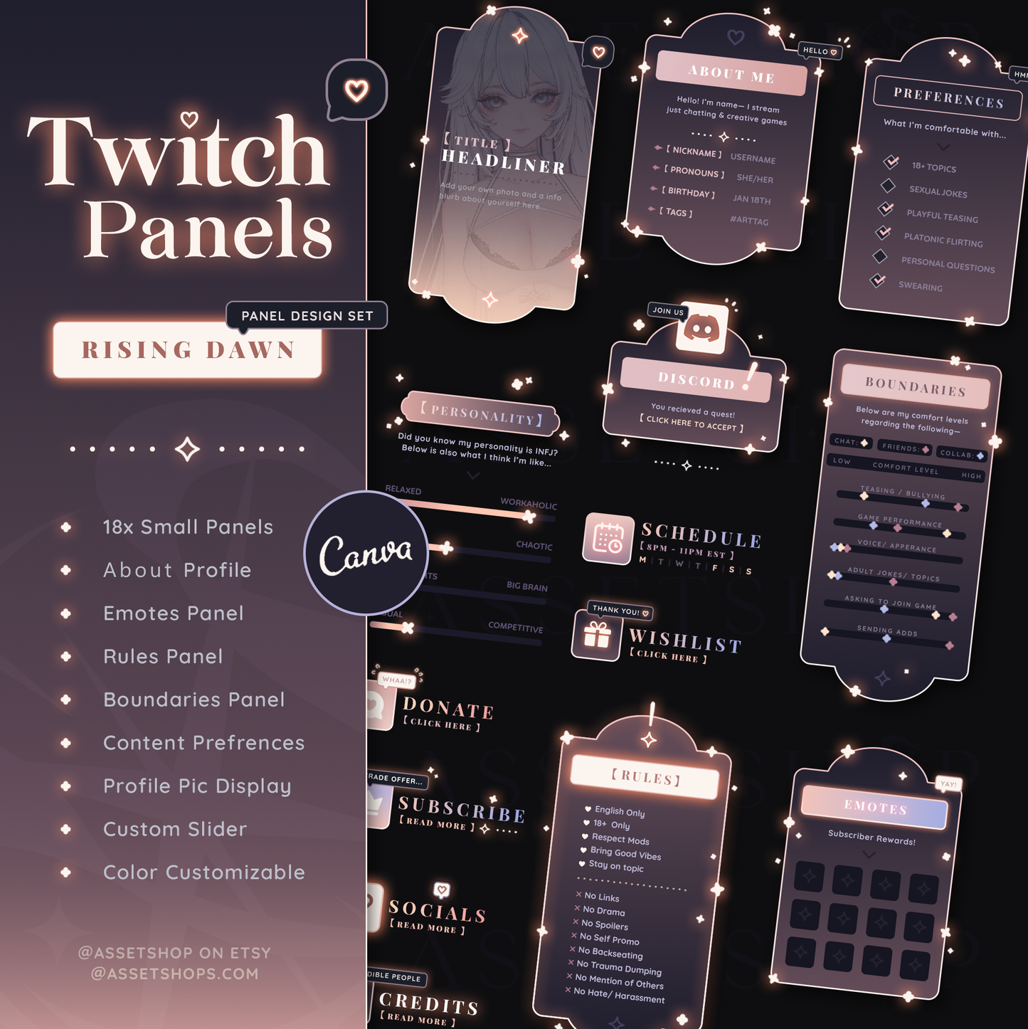 Rising Dawn Twitch Panel Set