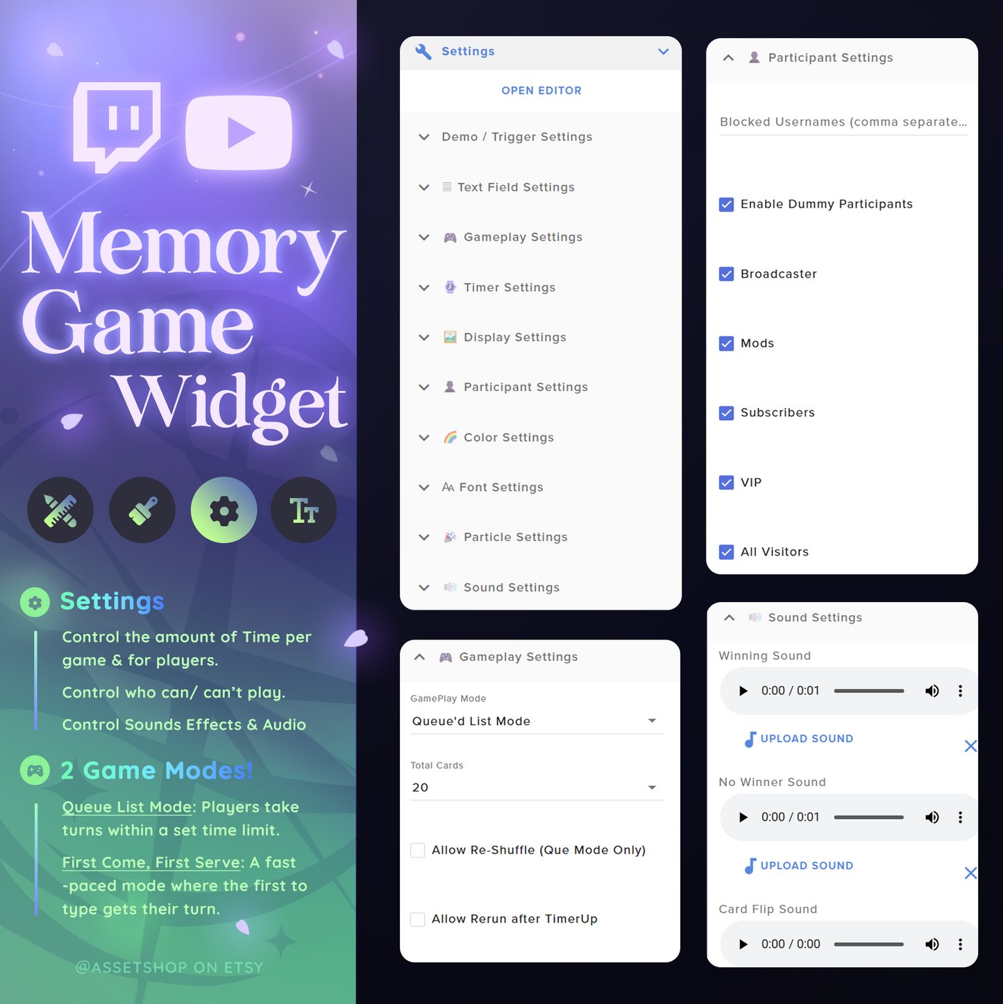 Memory Card Game - Widget for Twitch & YouTube Streamers