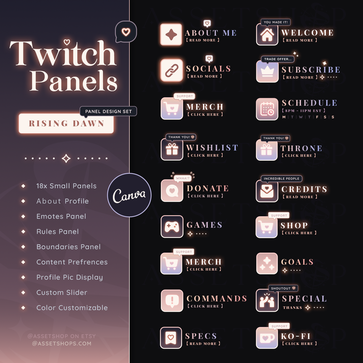 Rising Dawn Twitch Panel Set