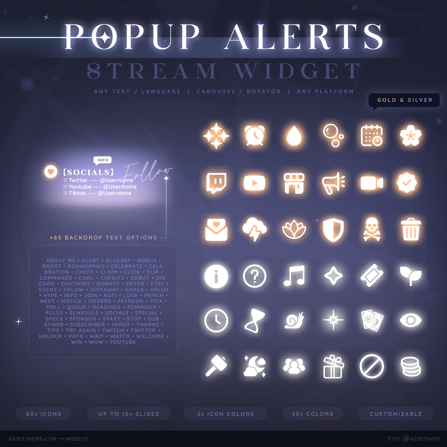 Popup Alerts โ Carousel, Cycling, Rotator | 10x Slides | Notices, Socials, Reminders, Events