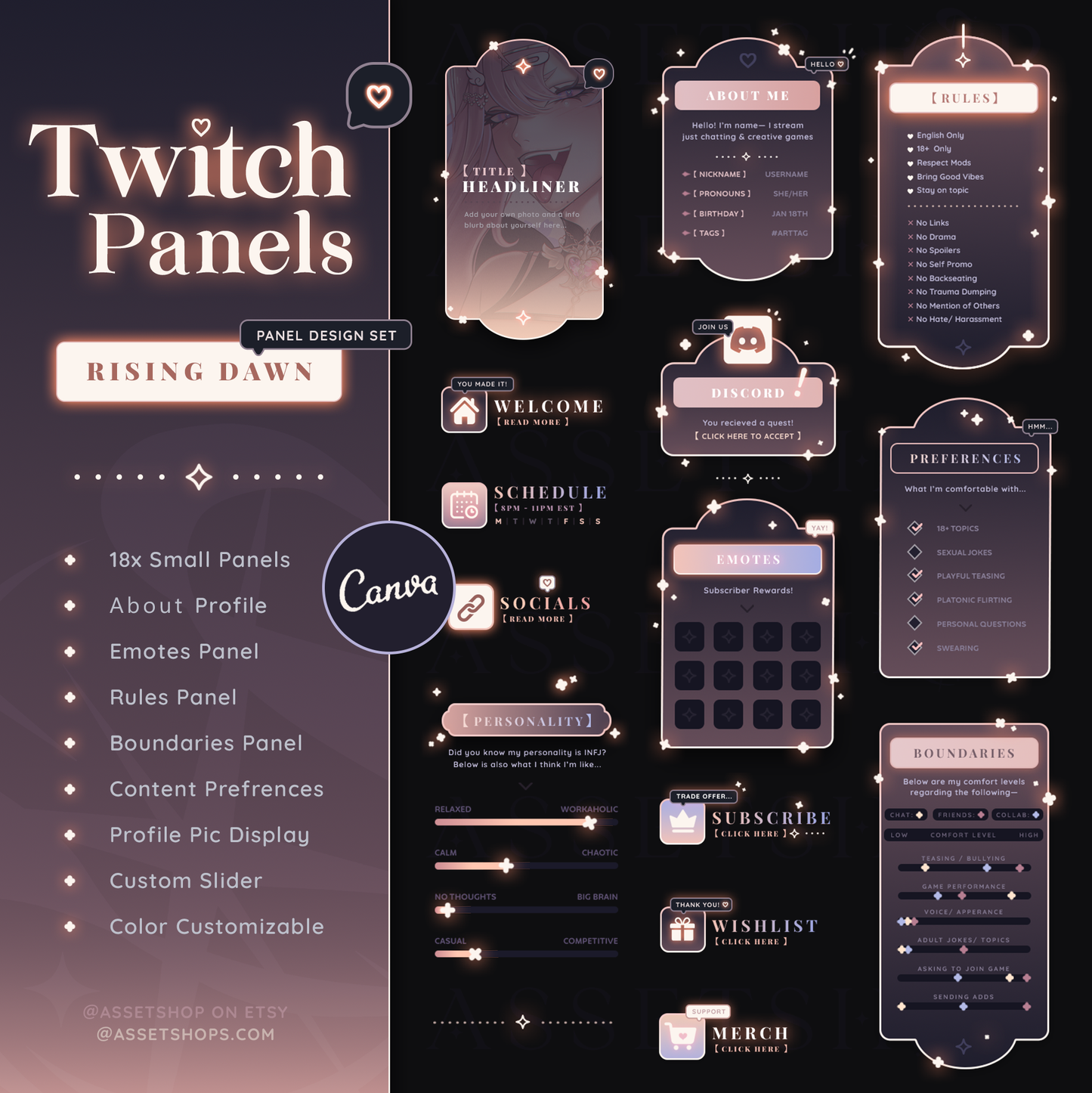 Rising Dawn Twitch Panel Set