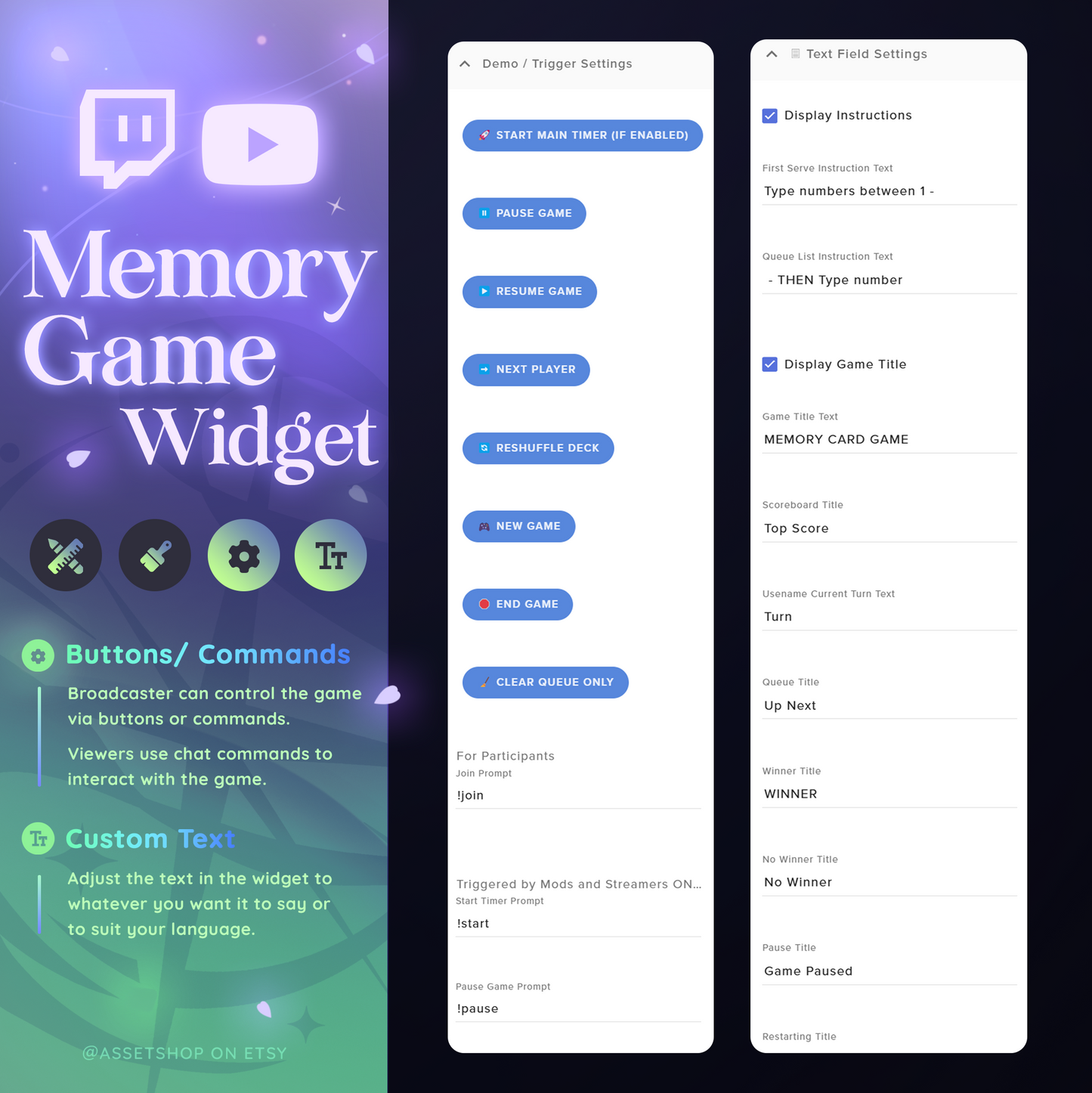 Memory Card Game - Widget for Twitch & YouTube Streamers