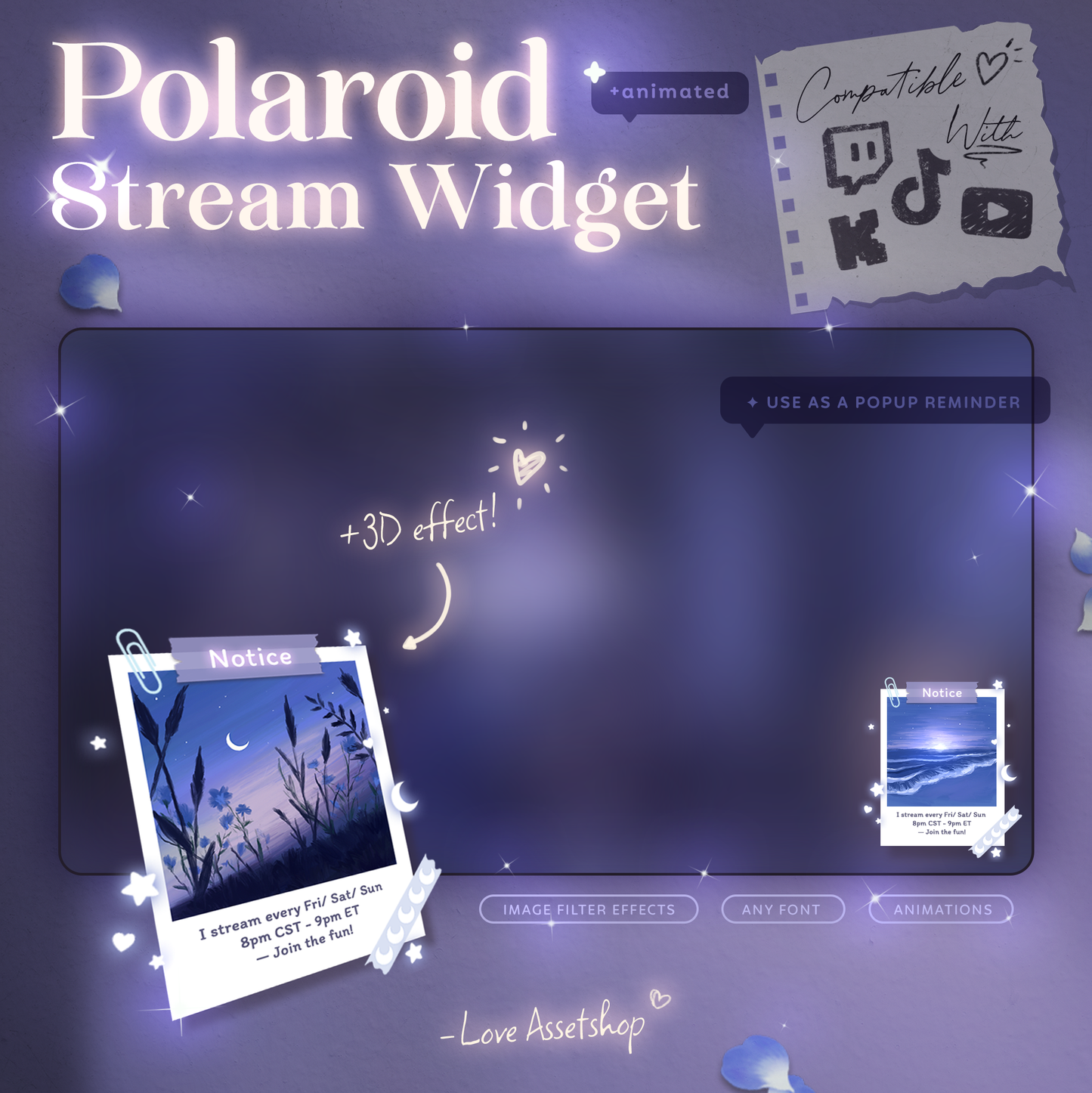 Polaroid Rotator / Popup Alerts— Add Photos, Art, Notices, Socials, Reminders, Events | 10x Slides