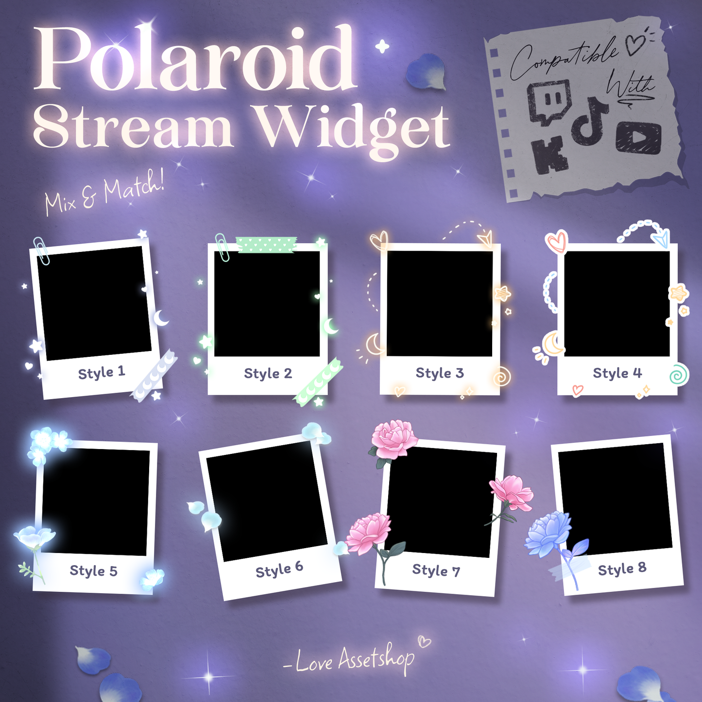 Polaroid Rotator / Popup Alerts— Add Photos, Art, Notices, Socials, Reminders, Events | 10x Slides