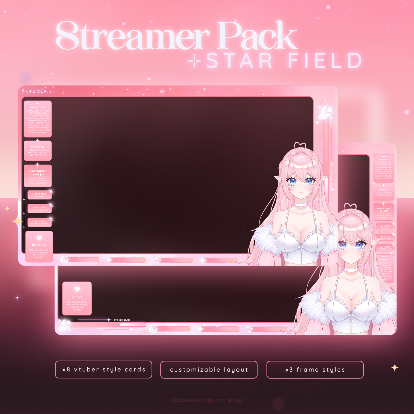 Pink Star Field - Stream Pack