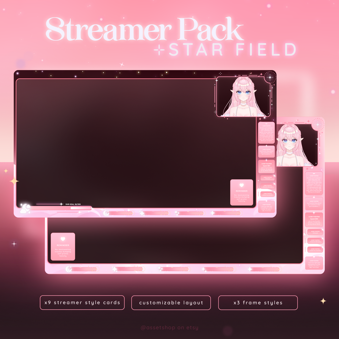 Pink Star Field - Stream Pack