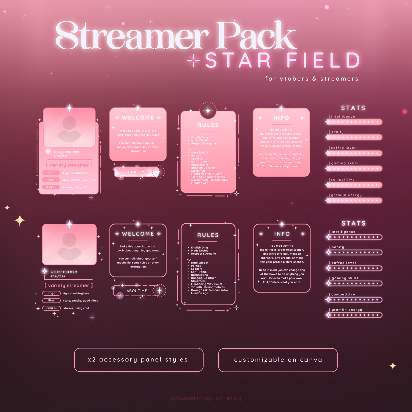 Pink Star Field - Stream Pack