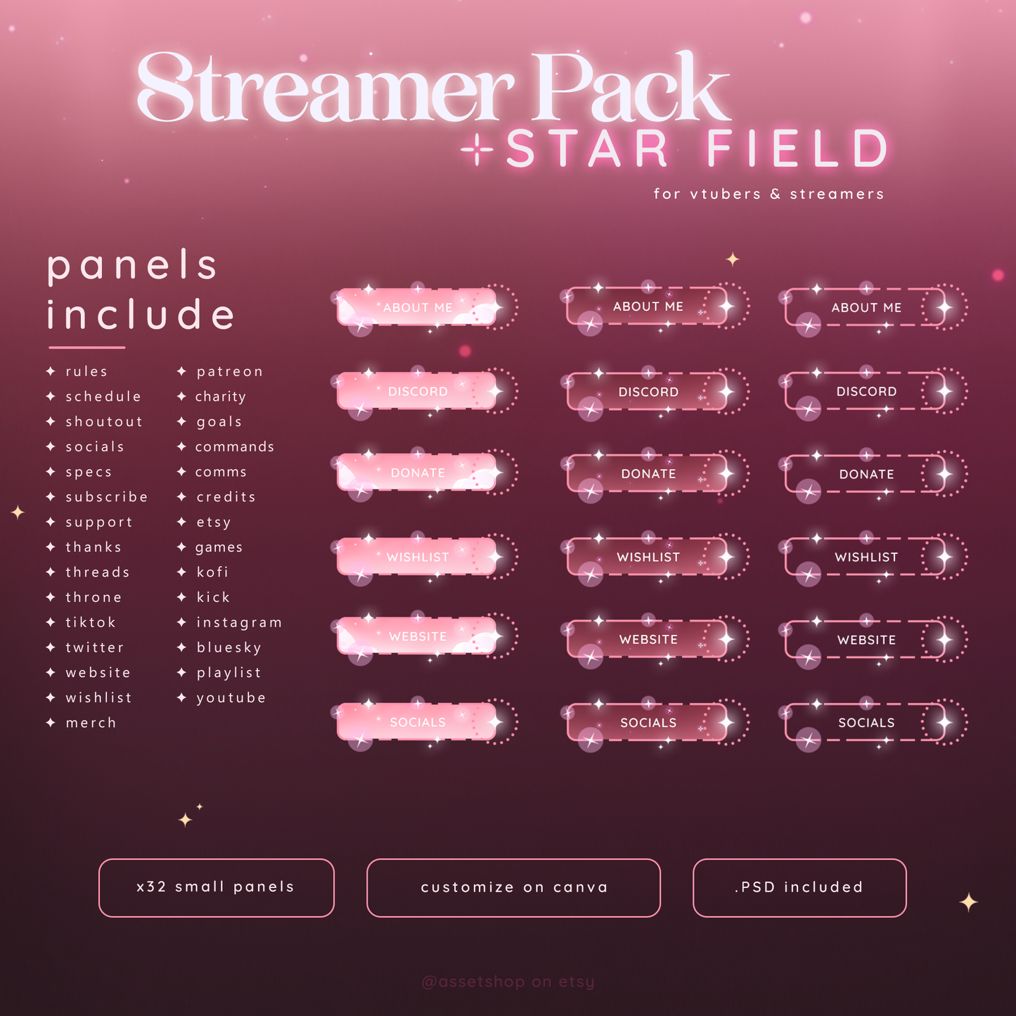 Pink Star Field - Stream Pack