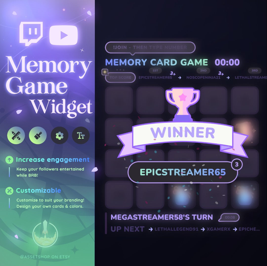 Memory Card Game - Widget for Twitch & YouTube Streamers