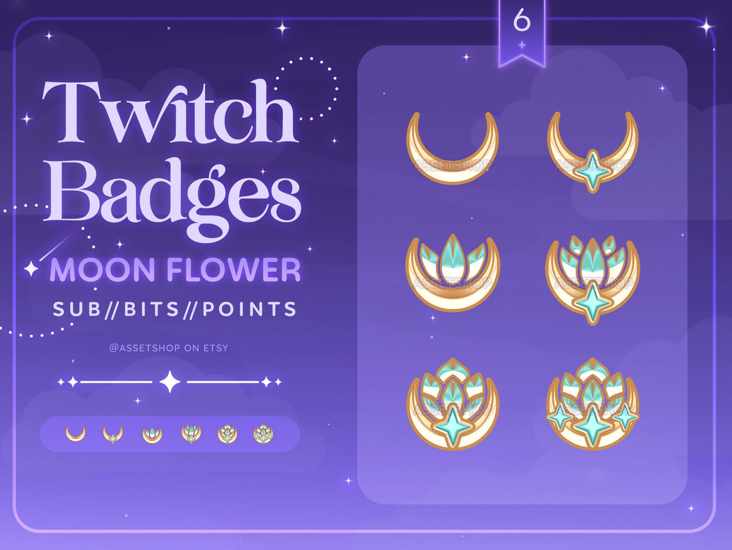 Moon Flower Sub Badges