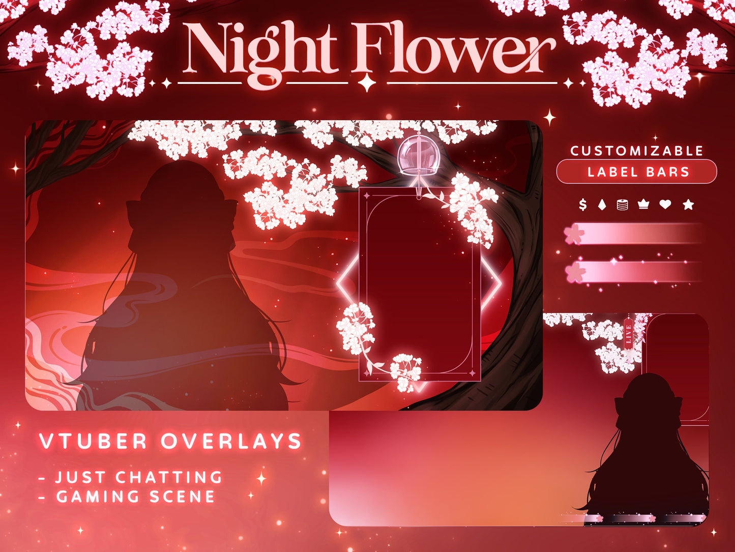 Red Night Flower Overlay Set