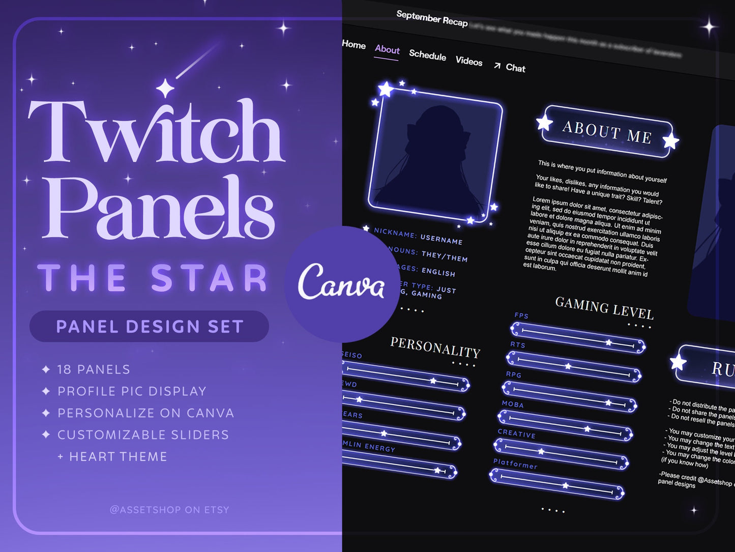Star Themed - Twitch Panels