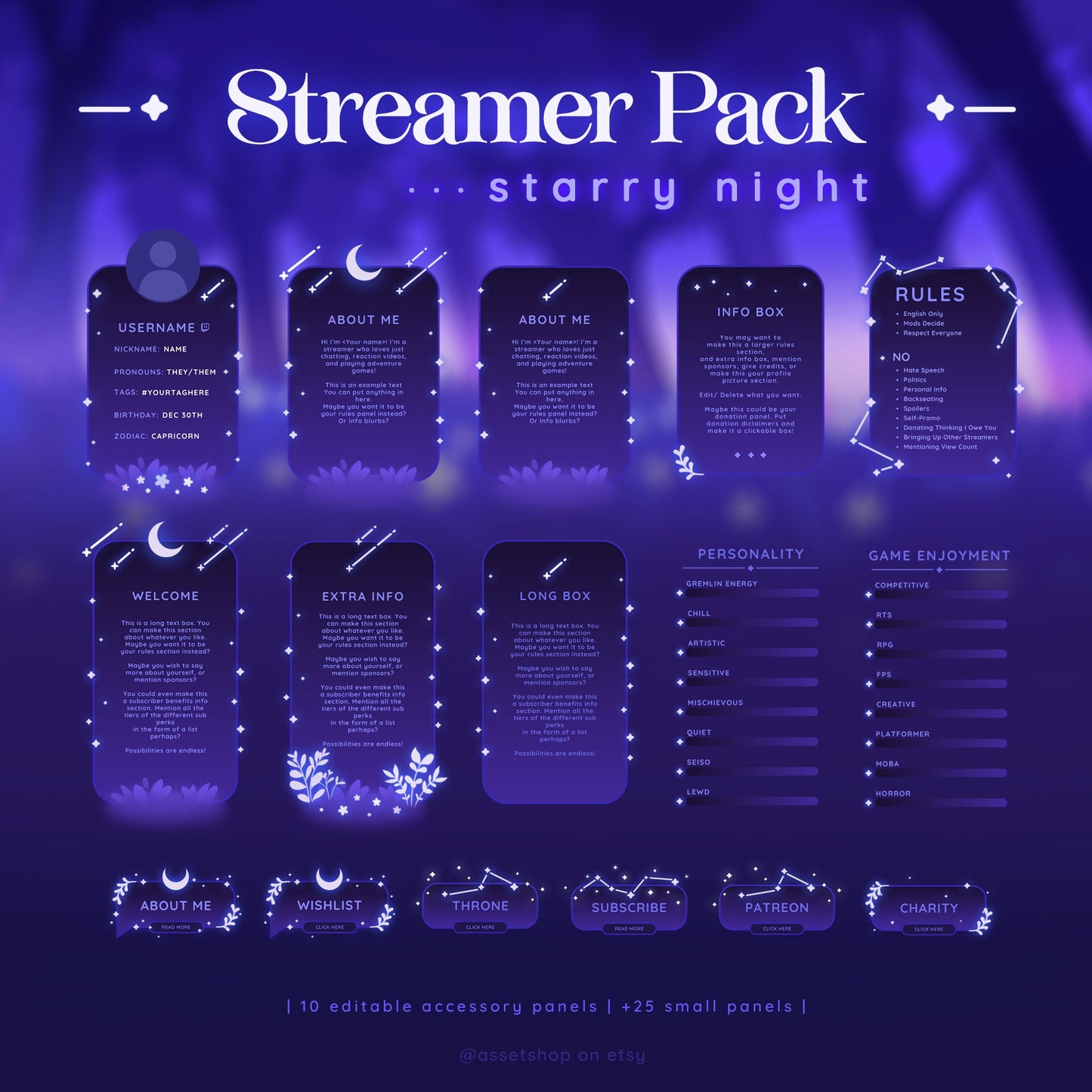 Starry Night - Stream Overlay Pack