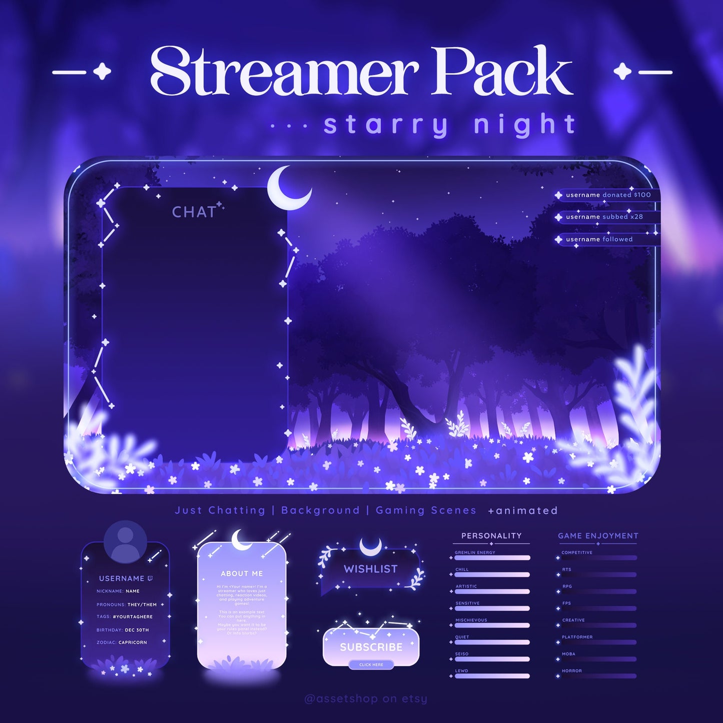 Starry Night - Stream Overlay Pack