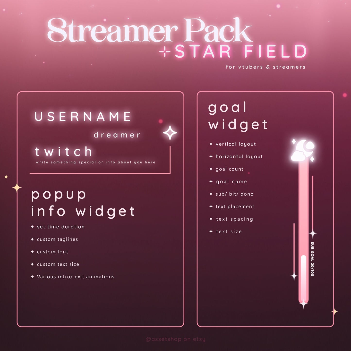 Pink Star Field - Stream Pack