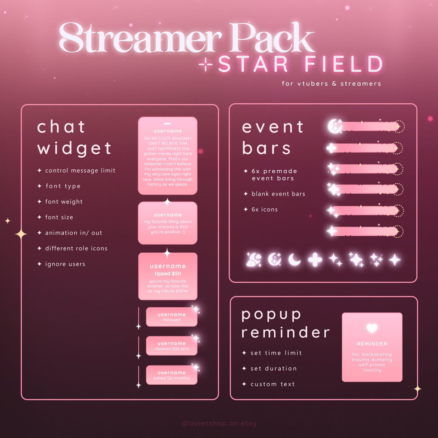 Pink Star Field - Stream Pack