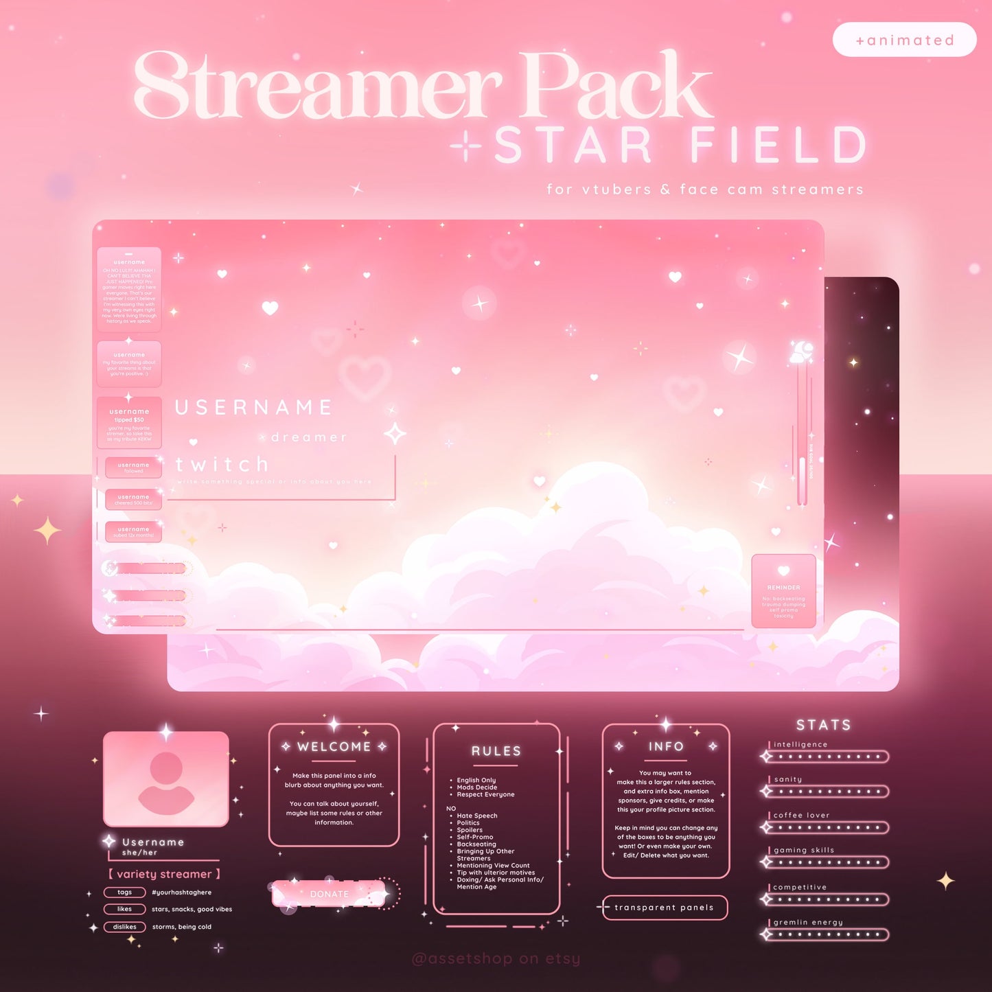 Pink Star Field - Stream Pack