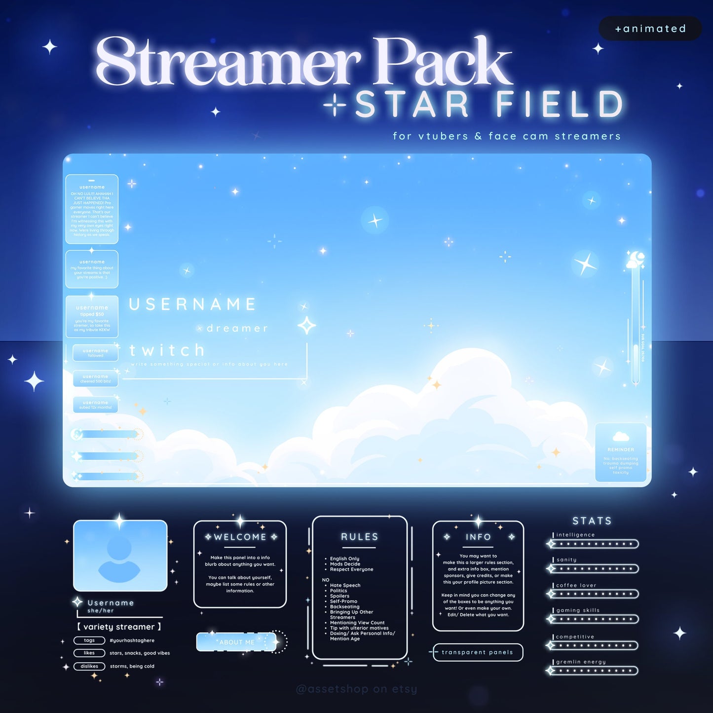 Light Blue Star Field - Stream Pack