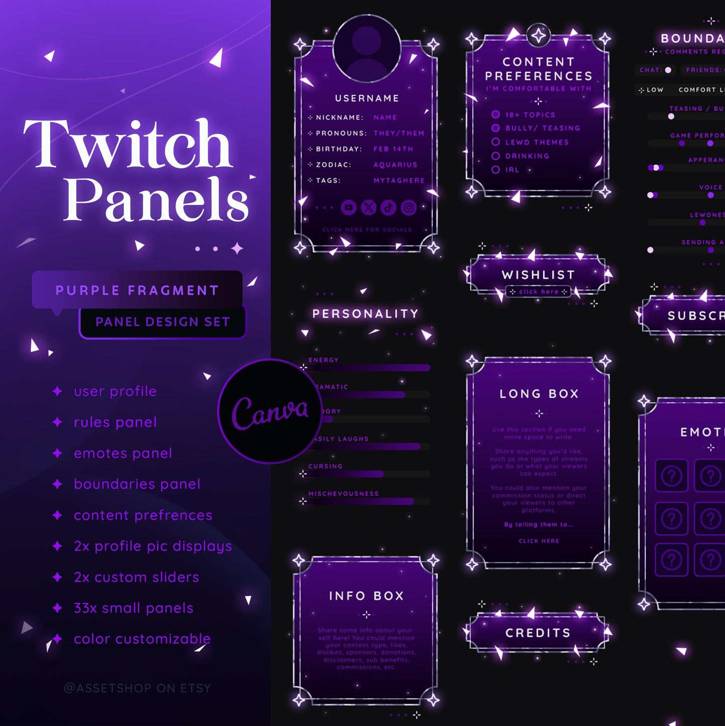 Purple Fragment - Twitch Stream Panels