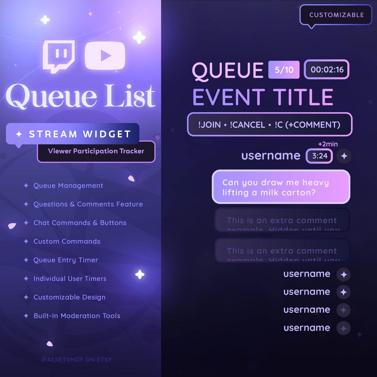 Queue List Event Widget - Twitch & Youtube