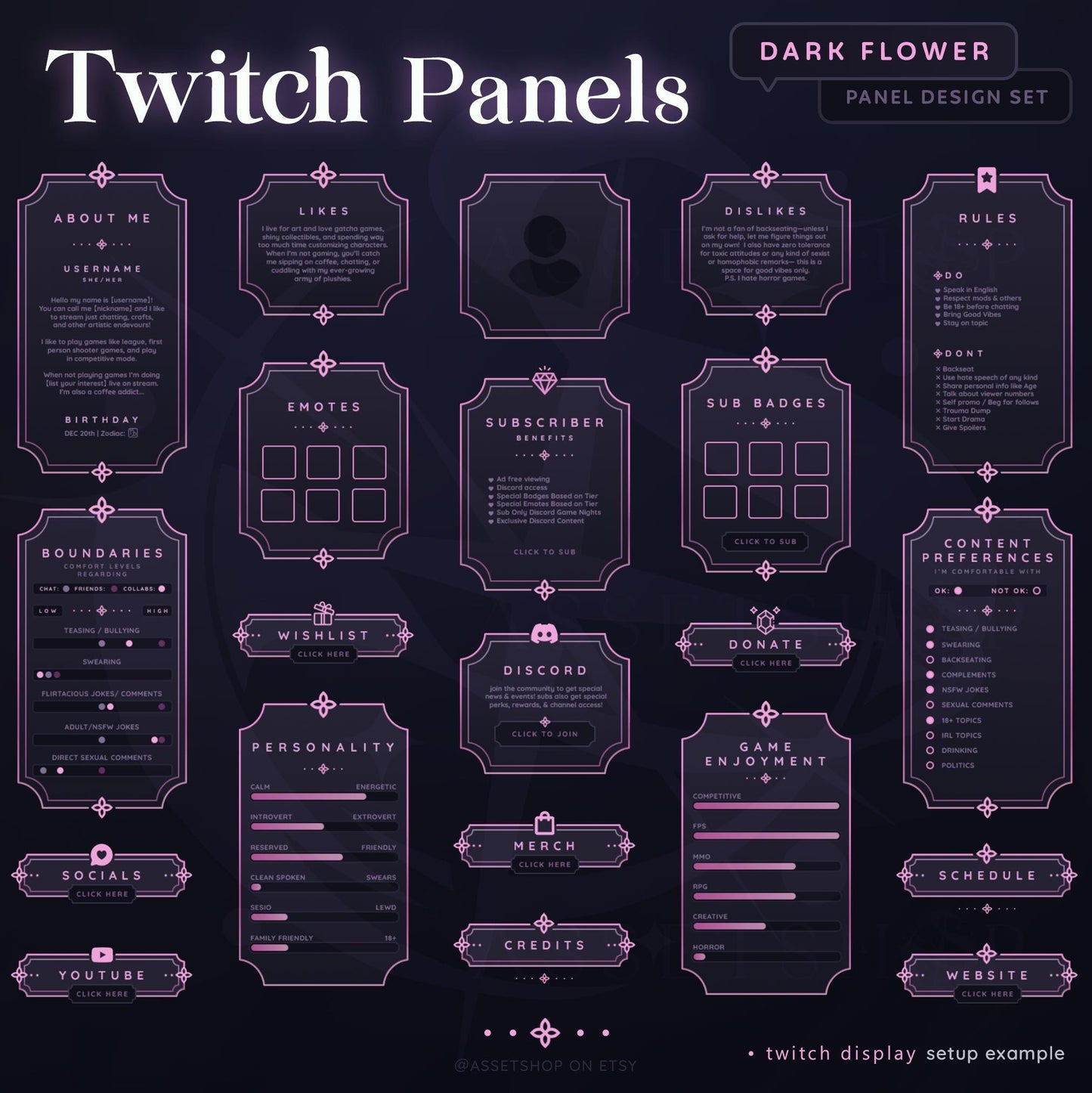 Dark Flower - Twitch Panels
