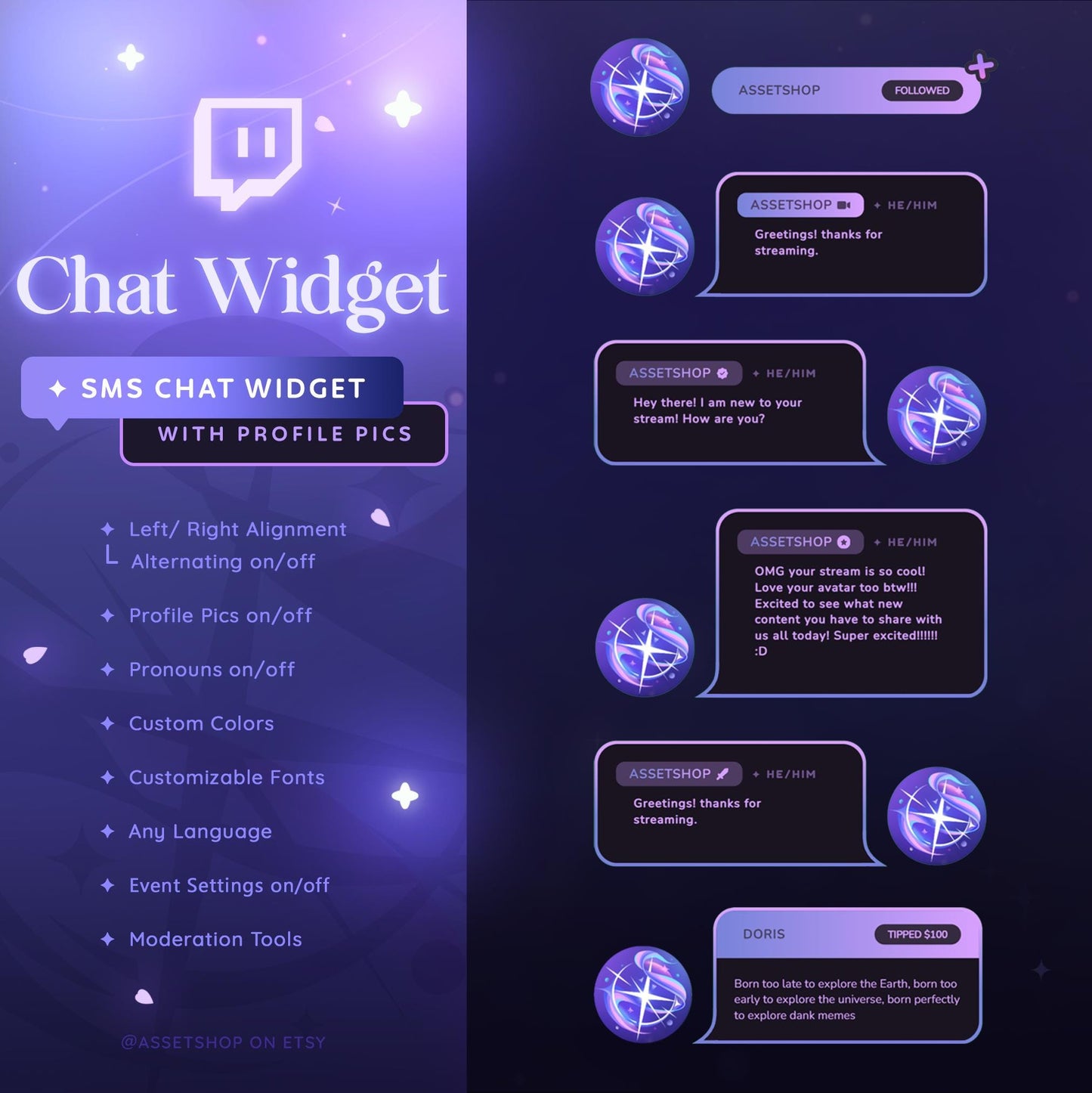 SMS Profile Pic Display Chat Widget - Twitch