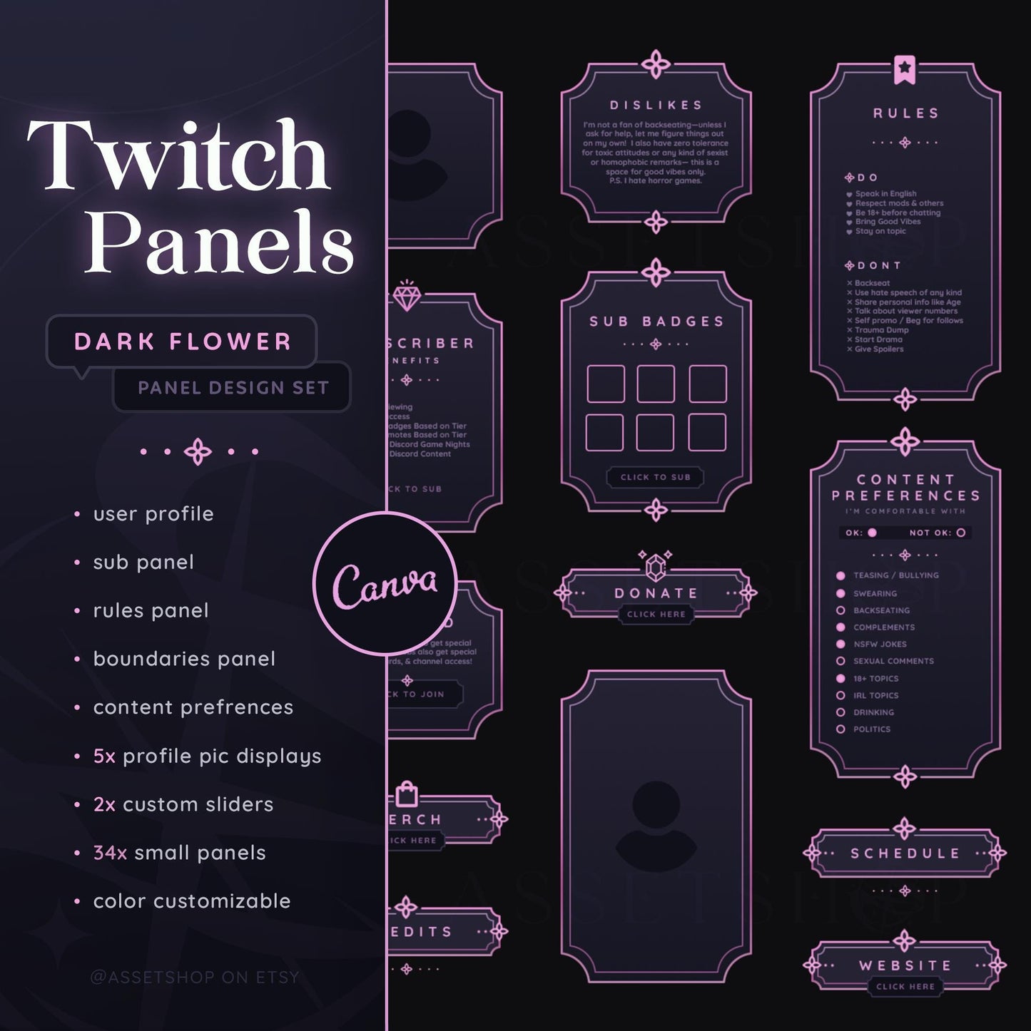 Dark Flower - Twitch Panels