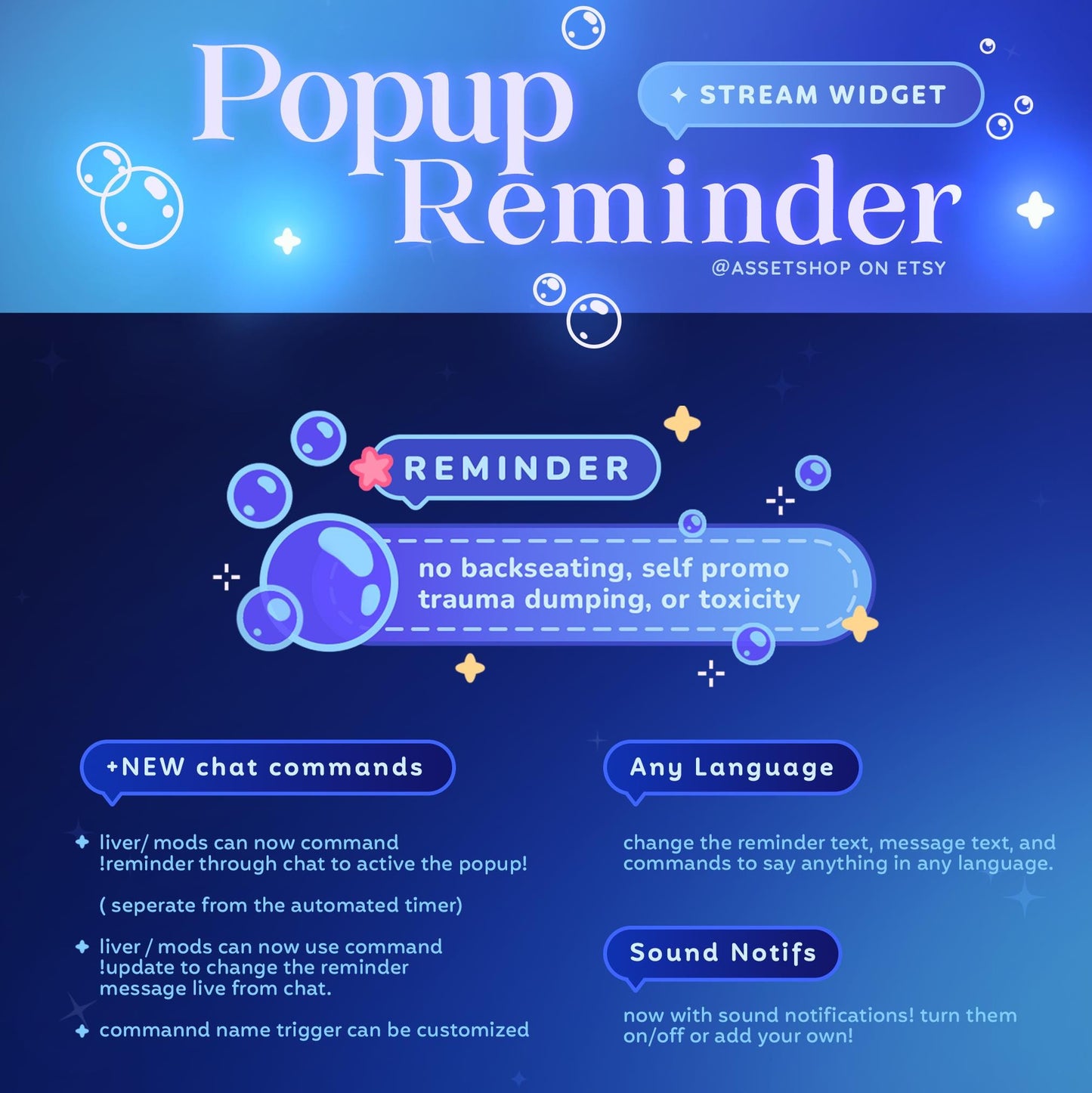 Bubble Popup Reminder - Twitch & Youtube
