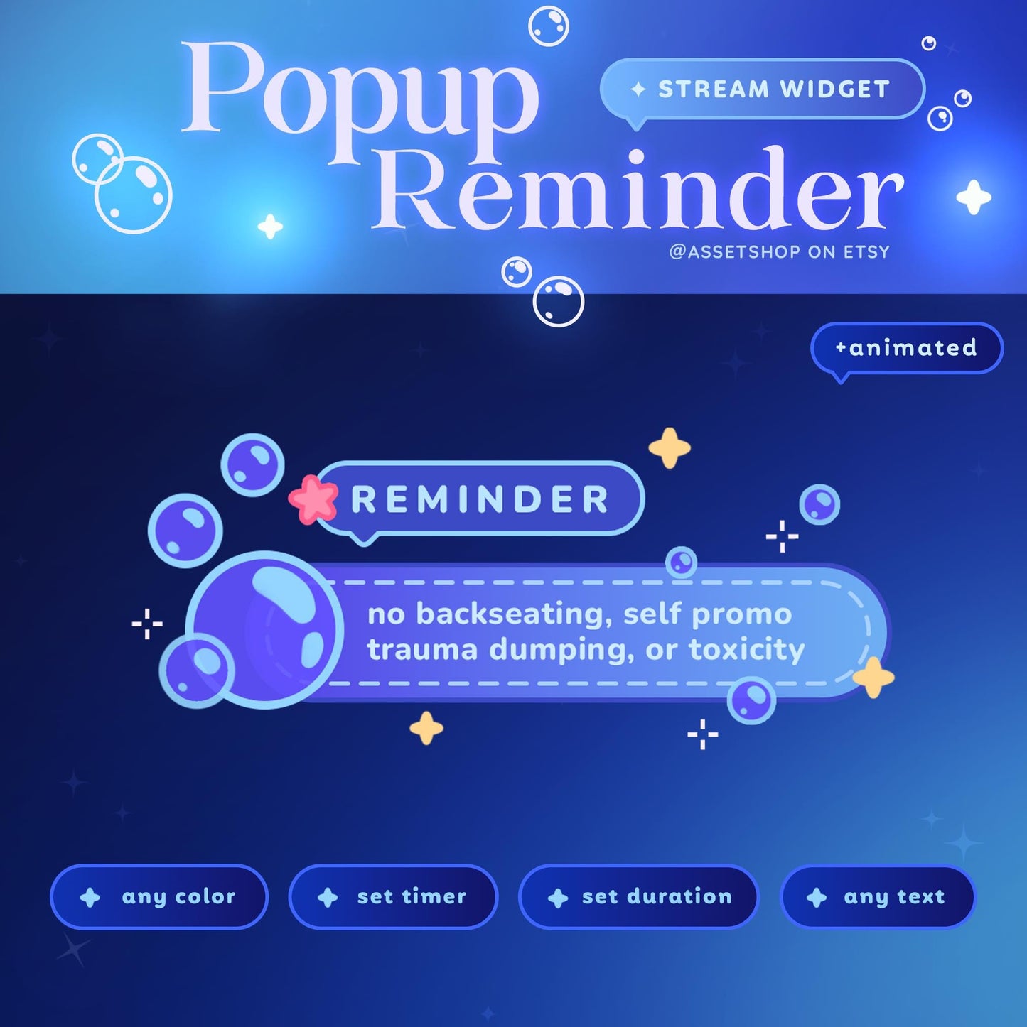 Bubble Popup Reminder - Twitch & Youtube