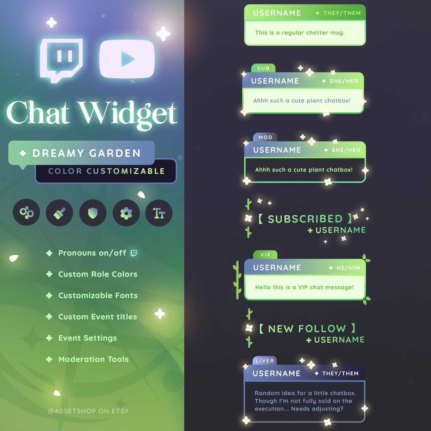 Dreamy Garden Chat Widget - Twitch & Youtube Stream