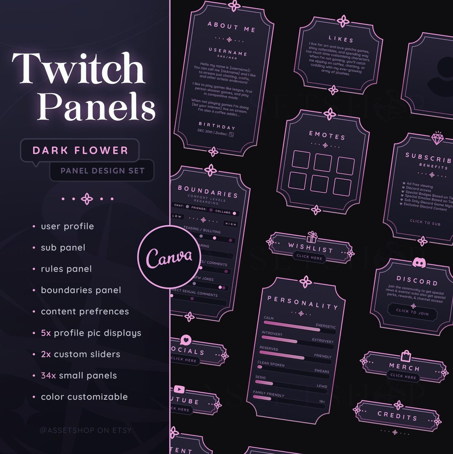 Dark Flower - Twitch Panels